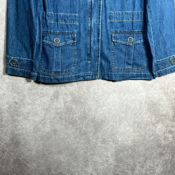 Jones New York Sport Utility Denim Jacket Womens Small Blue Zip Up Cinched Waist - Picture 3 of 10
